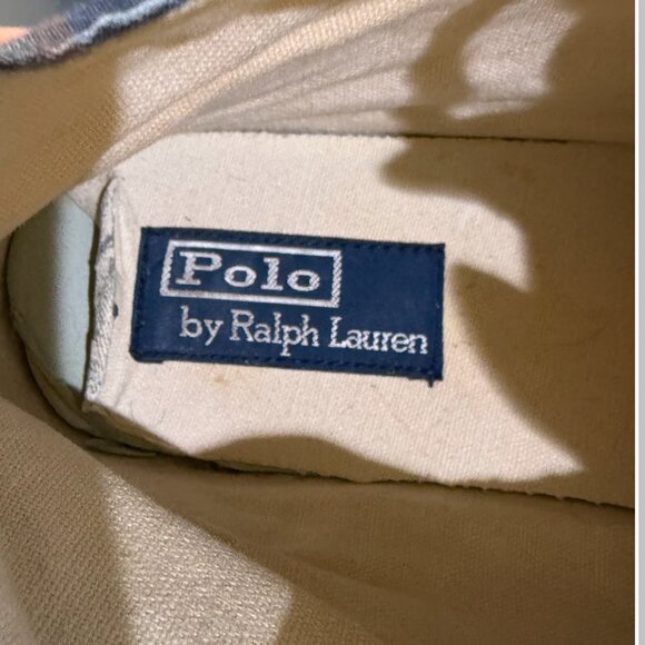 VINTAGE Polo Ralph Lauren Plaid High Top Sneakers Shoes Mens Size 10.5 Madras - Picture 2 of 13